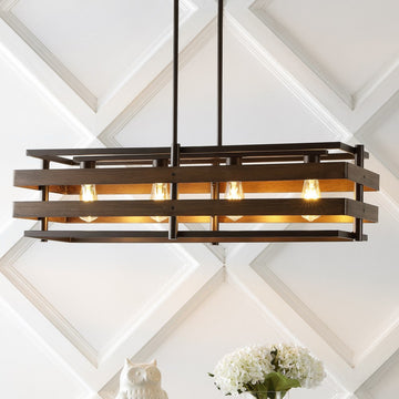 Horizon 34" Rustic Farmhouse Iron Linear LED Pendant - JONATHAN Y